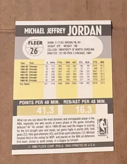1990 Fleer Michael Jordan #26 Basketball Card - Image 2