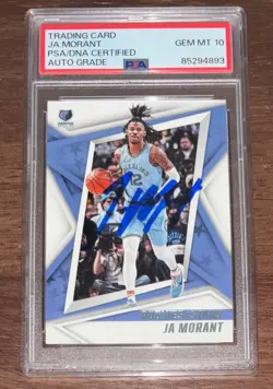 Ja Morant Signed Card 2021-22 Panini Chronicles Rookies & Stars #122 PSA 10 Auto - Image 1