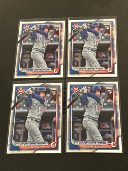 2024 Bowman Baseball Pete Crow-Armstrong Base Paper Rookie Card Lot (4) NM - Image 1