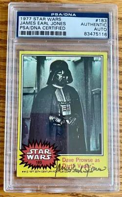 James Earl Jones Darth Vader 1977 Star Wars #183 Signed Card Auto PSA RARE A - Image 1