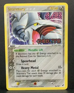 2005 Pokemon EX Deoxys SKARMORY 2/107 Rev Holo Foil Stamped NM-MT - Image 1