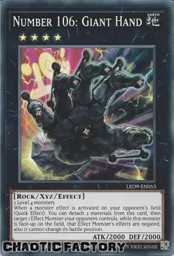 YUGIOH LED9-EN053 Number 106: Giant Hand Super Rare 1st Edition NM - Image 1