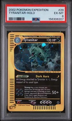 2002 POKEMON EXPEDITION #29 TYRANITAR-HOLO PSA 6 - Image 1