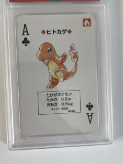 Pokemon PSA 9 Charmander #004 Ace Of Clubs Red Playing Card Poker 1996 Japanese - Image 2