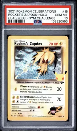 2021 Pokemon Celebrations Rocket's Zapdos #15 Classic Collection Holo PSA 10 - Image 1