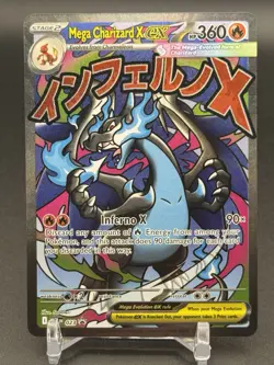 Pokemon TCG Mega Charizard X EX 023 Me: Mega Evolution Promo Full Art Holo NM - Image 1