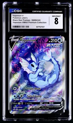 Pokemon Vaporeon V SWSH181 Black Star Promo VMAX Premium Collection CGC 8 MINT - Image 1