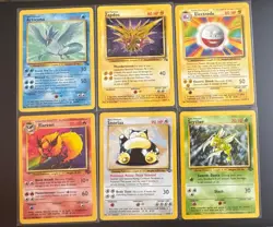 Nintendo Pokemon TCG Vintage 1999 6-Card Lot Articuno Zapdos Snorlax Flareon etc - Image 1