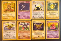 Pokemon TCG Vintage 8-Card Lot 1999 Snorlax Haunter Zapdos Pikachu Raichu etc - Image 1