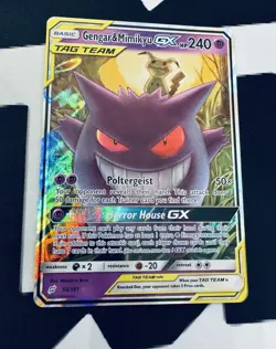 Pokemon Gengar & Mimikyu GX TAG TEAM Ultra Rare Full Art Holo 53/181 English - Image 1
