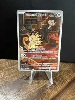 Team Rockets Meowth 203/182 SV10 Destined Rivals Illustrated Card Mint Condition - Image 1