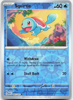 Squirtle 007/165 Near Mint 151 Common Reverse Holo Pokemon - Image 1