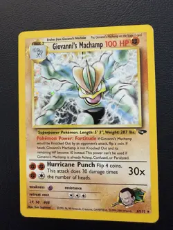 Pokemon lp-mp Giovanni's Machamp Holo Rare 6/132 Gym Challenge 2000 English - Image 1
