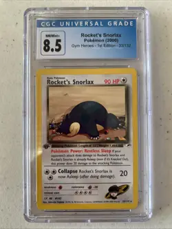 Rocket’s Snorlax 1st Edition CGC 8.5 Gym Heroes 33/132 Pokemon Graded DESC - Image 1