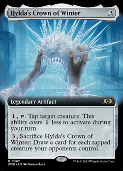 1x Hylda's Crown of Winter - Foil - Extended Art MTG - Wilds of Eldraine - Light - Image 1