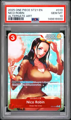 2025 ONE PIECE STARTER DECK ST21-EX GEAR 5 ALTERNATE ART #010 NICO ROBIN PSA 10 - Image 1