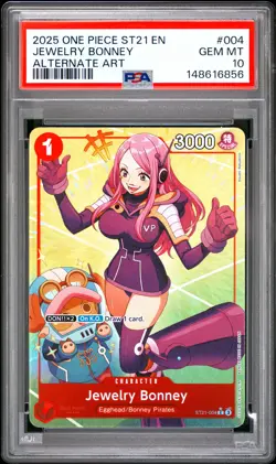 2025 ONE PIECE STARTER DECK ST21-EX GEAR 5 ALTERNATE ART JEWELRY BONNEY PSA 10 - Image 1