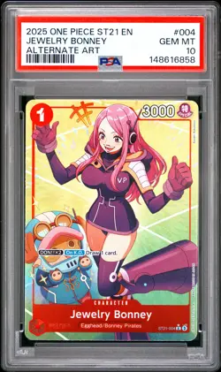 2025 ONE PIECE STARTER DECK ST21-EX GEAR 5 ALTERNATE ART JEWELRY BONNEY PSA 10 - Image 1