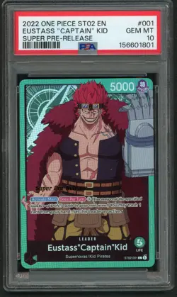 2022 ONE PIECE EN SUPER PRE RELEASE STAMP EUSTASS CAPTAIN KID PSA 10 GEM MINT - Image 1