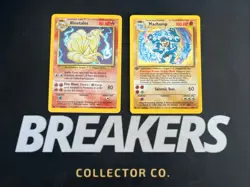1999 Base Set Vintage Pokemon 2 Card Lot: Holo 1st Edition Machamp & Ninetales - Image 1
