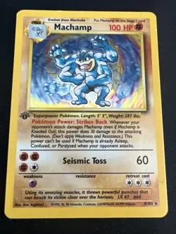 1999 Base Set Vintage Pokemon 2 Card Lot: Holo 1st Edition Machamp & Ninetales - Image 4