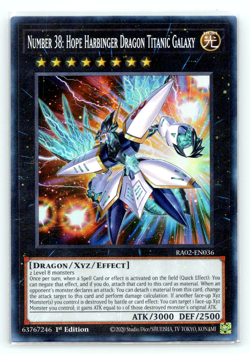 Number 38: Hope Harbinger Dragon Titanic Galaxy RA02-EN036 Super Rare Yugioh - Image 1