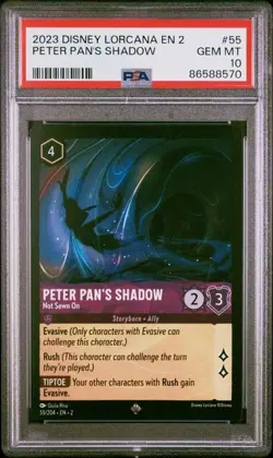 Disney Lorcana Peter Pan's Shadow #55 Super Rare PSA 10 Not Sewn On Non Foil - Image 1