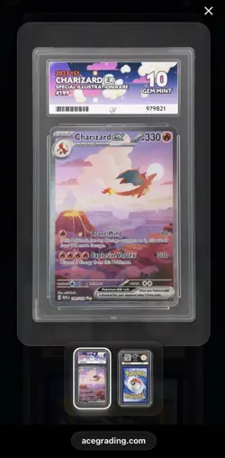 Charizard EX 199/165 Pokemon Card 151 English Grade Ace 10 Perfect Subgrades - Image 3