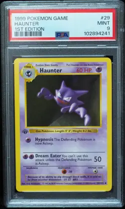 1st Edition Shadowless Haunter 29/102 Base Set Pokemon Card PSA 9 Mint - Image 1