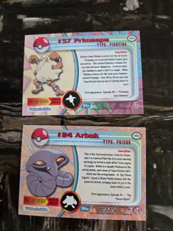 Topps Pokemon TV Animation Edition 1999 Holo Primeape 57 & Holo Arbok 24 Lot 2 - Image 2