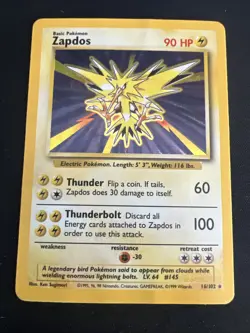 1999 Base Set Vintage Pokemon 2 Card Lot: Holo 1st Edition Machamp & Zapdos - Image 2