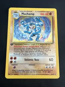 1999 Base Set Vintage Pokemon 2 Card Lot: Holo 1st Edition Machamp & Zapdos - Image 4