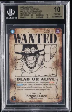 2025 ONE PIECE CARRYING ON HIS WILL WANTED POSTER SP ERR PORTGAS.D.ACE BGS 10 - Image 1