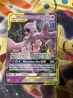 Pokemon TCG Mewtwo & Mew GX Full Art Holo Card 71/236 Unified Minds Near Mint NM - Image 2