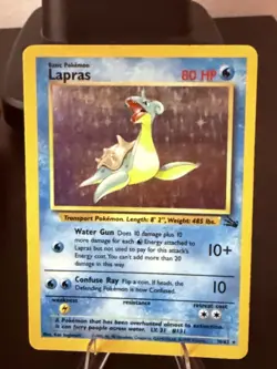 Pokemon TCG Lapras Holo Unlimited Fossil Card 10/62 WOTC MP Vintage Rare - Image 1