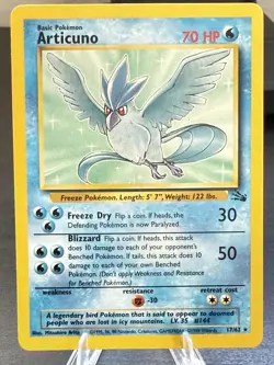 Pokemon TCG Articuno 17/62 Fossil Unlimited Non-Holo Card WOTC Vintage NM - Image 1