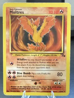 Moltres 27/62 Fossil Regular Non-Holo MP Pokemon TCG Card WOTC Vintage Rare MP - Image 1