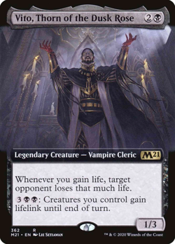 Vito, Thorn of the Dusk Rose - BORDERLESS EXTENDED ART NM (MTG Core Set 21 362) - Image 1