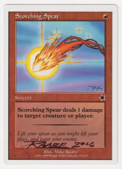 Signed Scorching Spear LP Starter 1999 Artist Mike Raabe WOTC MTG Magic Vintage! - Image 1