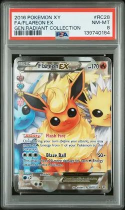 2016 POKEMON XY GENERATIONS RADIANT COLLECTION #RC28 FULL ART/FLAREON EX PSA 8 - Image 1
