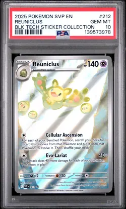 2025 Pokemon Black Bolt Tech Sticker Collection Reuniclus Promo #212 PSA 10 - Image 3