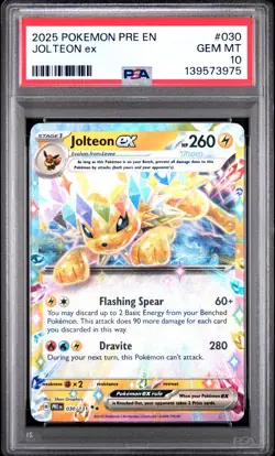 2025 Pokemon Prismatic Evolutions Jolteon ex #030 PSA 10 - Image 3