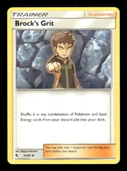 BROCK'S GRIT 53/68 UNCOMMON HIDDEN FATES POKEMON NM - Image 1