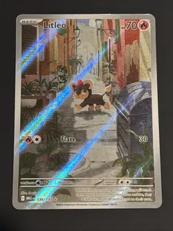 Pokemon TCG Litleo 139/132 ME01 Mega Evolution Illustration Rare Holo 70HP NM - Image 1