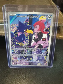 Pokemon TCG Team Rocket's Murkrow 200/182 SV10 Full Art Holo UR - Image 1