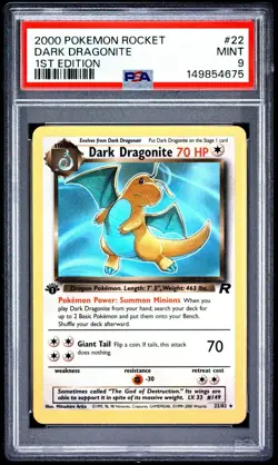2000 Pokemon Rocket - Dark Dragonite 1st Edition 22/82 PSA 9 - Image 1