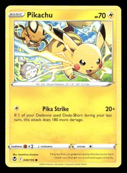 Pikachu 049/195 Silver Tempest LP Pokemon - Image 1