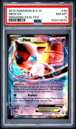 2012 POKEMON BLACK & WHITE DRAGONS EXALTED #46 MEW EX PSA 8 - Image 1