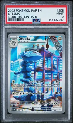 2023 POKEMON PAR EN-PARADOX RIFT ILLUSTRATION RARE #208 STEELIX PSA 9 - Image 1