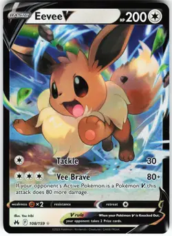 Eevee V 108/159 Pokemon Crown Zenith Holo Ultra Rare NM - Image 1